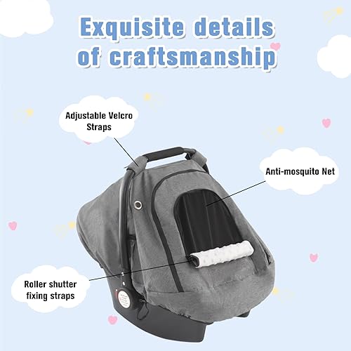 Miniatura 5 de Funda de asiento de automóvil para bebé, resistente al viento, para invierno, clima frío, cálido, para niños y niñas recién nacidos (gris oscuro)