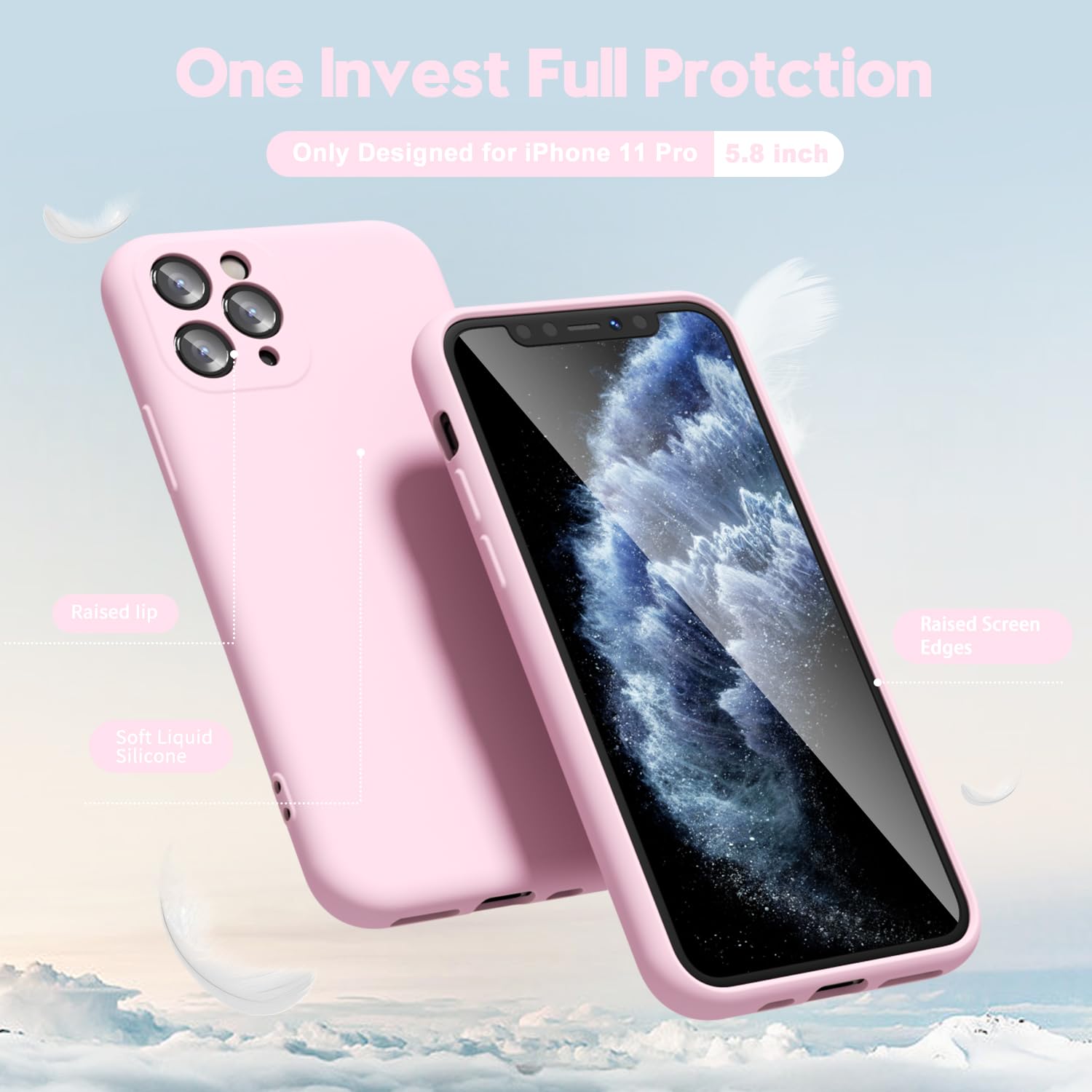 oakxco for iPhone 16 Pro Max Case Liquid Silicone, Soft Rubber Gel Elegant Aesthetic Basic Simple Cover, Cute Thin Slim TPU Matte Solid Color Plain Smooth Case for Women Girl, Light Pink — view 617