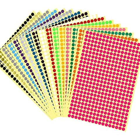 16 Sheets 6528 Pcs Sticky Coloured Dots Round Dot Labels Stickers Self Adhesive Circle Stickers Labels 16 Colors (6mm) Cover