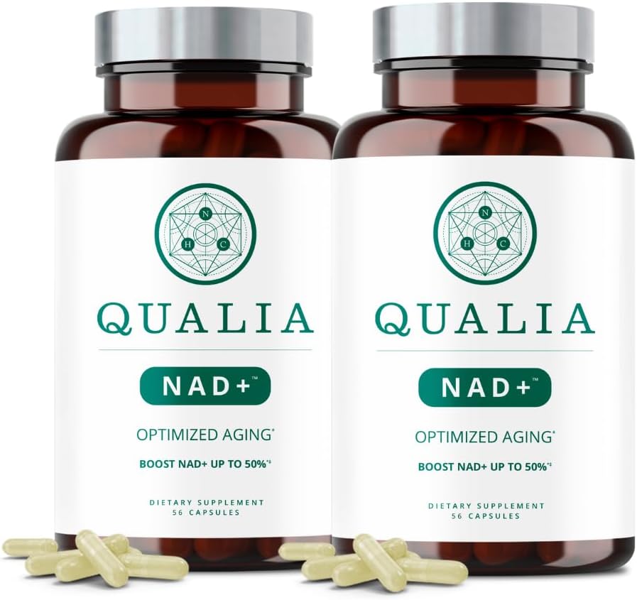 Qualia NAD Supplement — Clinically Proven to Boost NAD+ up to 67%. Optimized Aging, Energy, Focus. Elite NAD+ Ingredients: Nicotinamide Riboside (NIAGEN,) Niacin, Niacinamide (2 Month Supply)