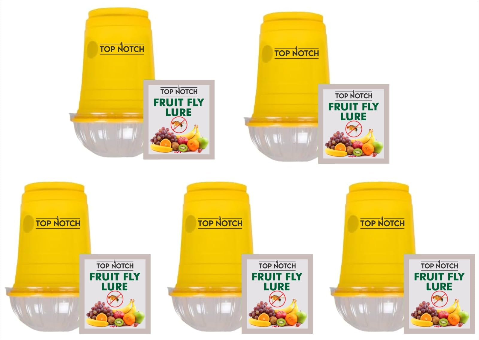 Fruit Fly Trap with Lure – 5 Pack | Non-Toxic Reusable Indoor & Outdoor Fly Catcher for Kitchen, Home, Fruit Bowls, Trash, Plants, Garden & Lawns | Fruit Fly Killer Trap for Indoors |