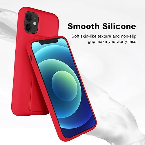 Miniatura 4 de LAUDTEC - Funda de silicona compatible con iPhone 11, soporte vertical y horizontal, funda de metal con función atril de metal, funda flexible