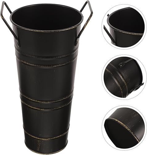 Miniatura 3 de Veemoon Soporte de cubo de flores francesas, pequeño estante de metal para paraguas rústico, jarrón galvanizado para boda, hogar, cocina, mesa,