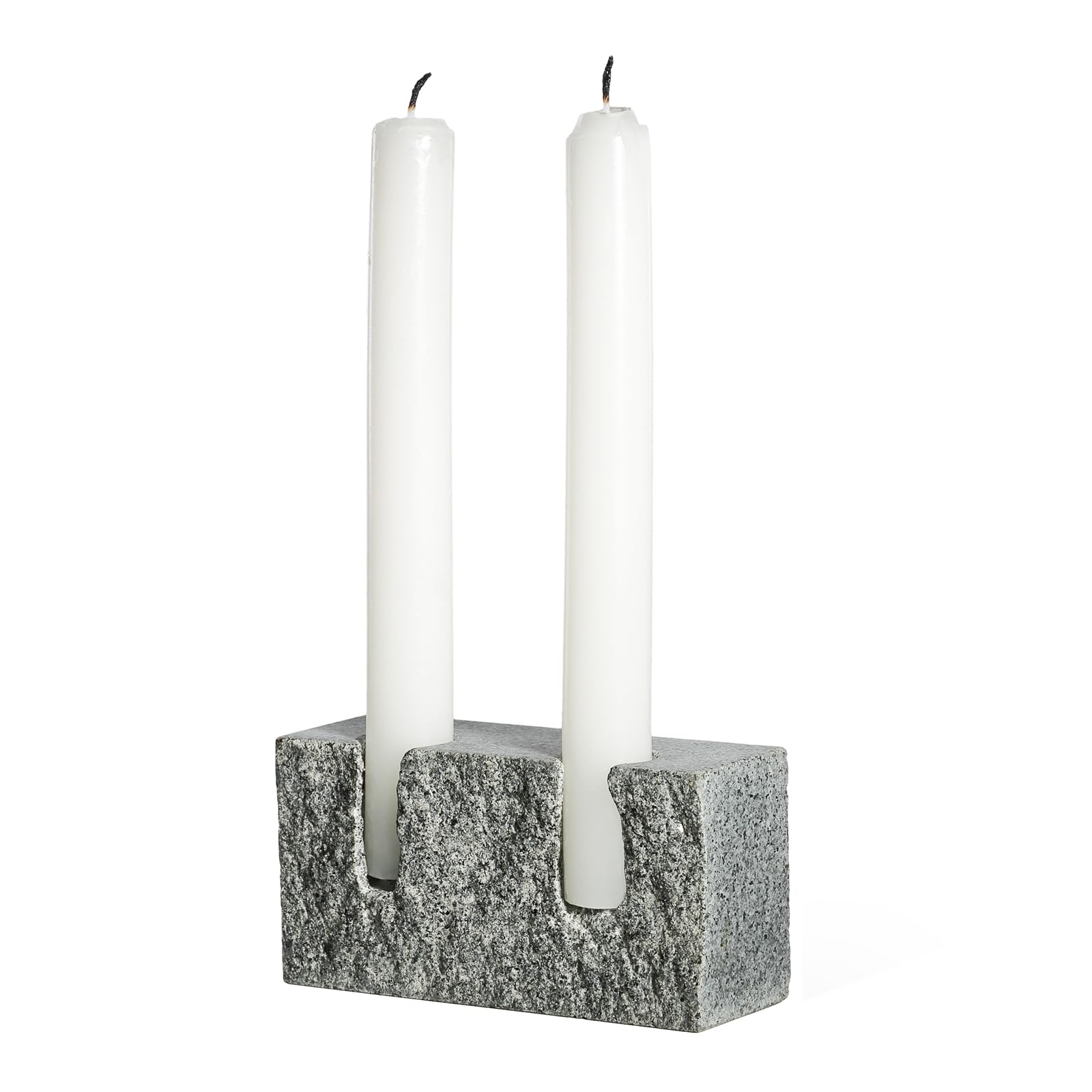 Koville Marble Candle Holder, 2 Holes Vintage Candlestick Holder for Home Decor, Halloween, Dinning Party, Taper Candle Holder for Table Centerpiece(Sesame Black)