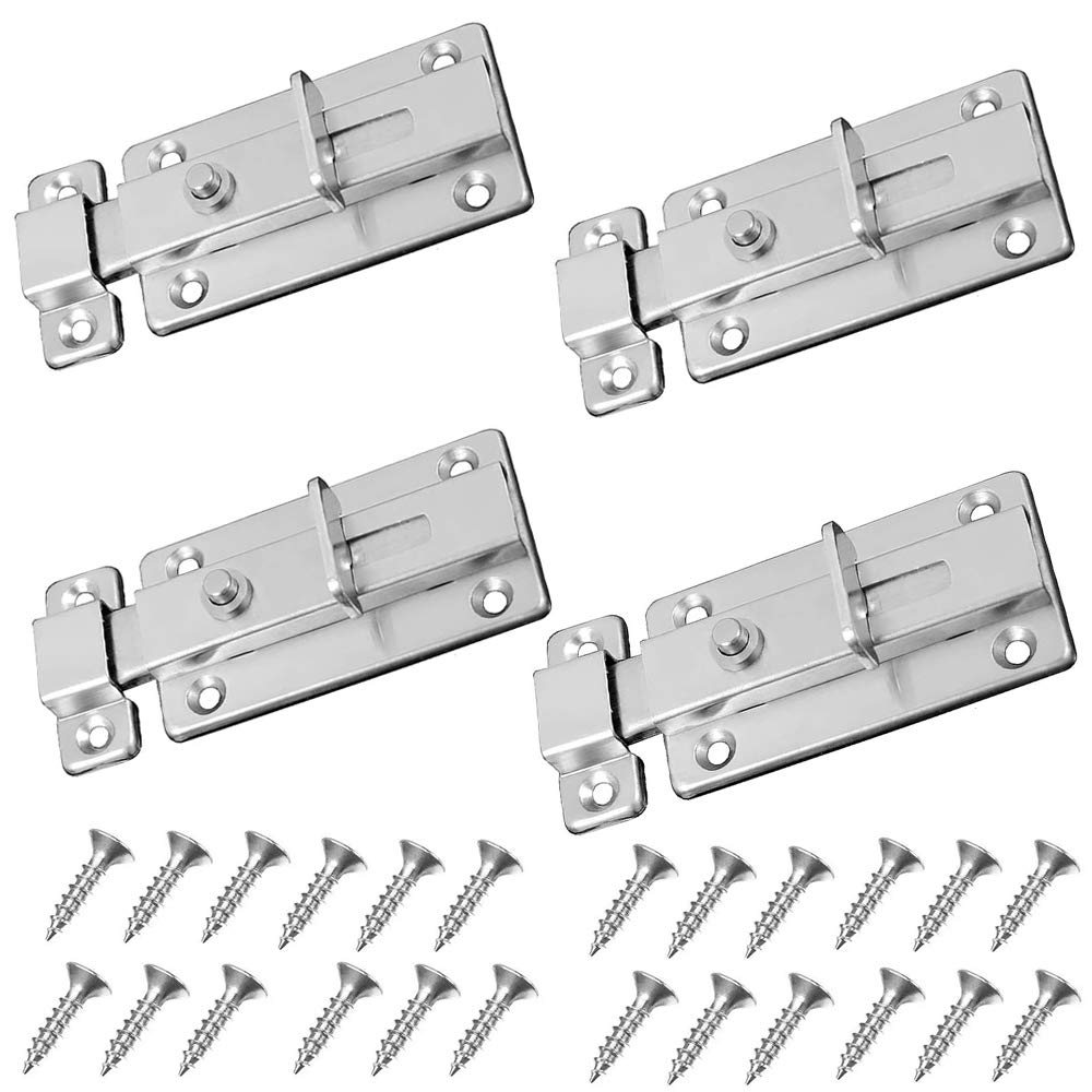Buy 4 Pieces Toilet Door Lock, Surface ed Slide Bolt, Spring Loaded
