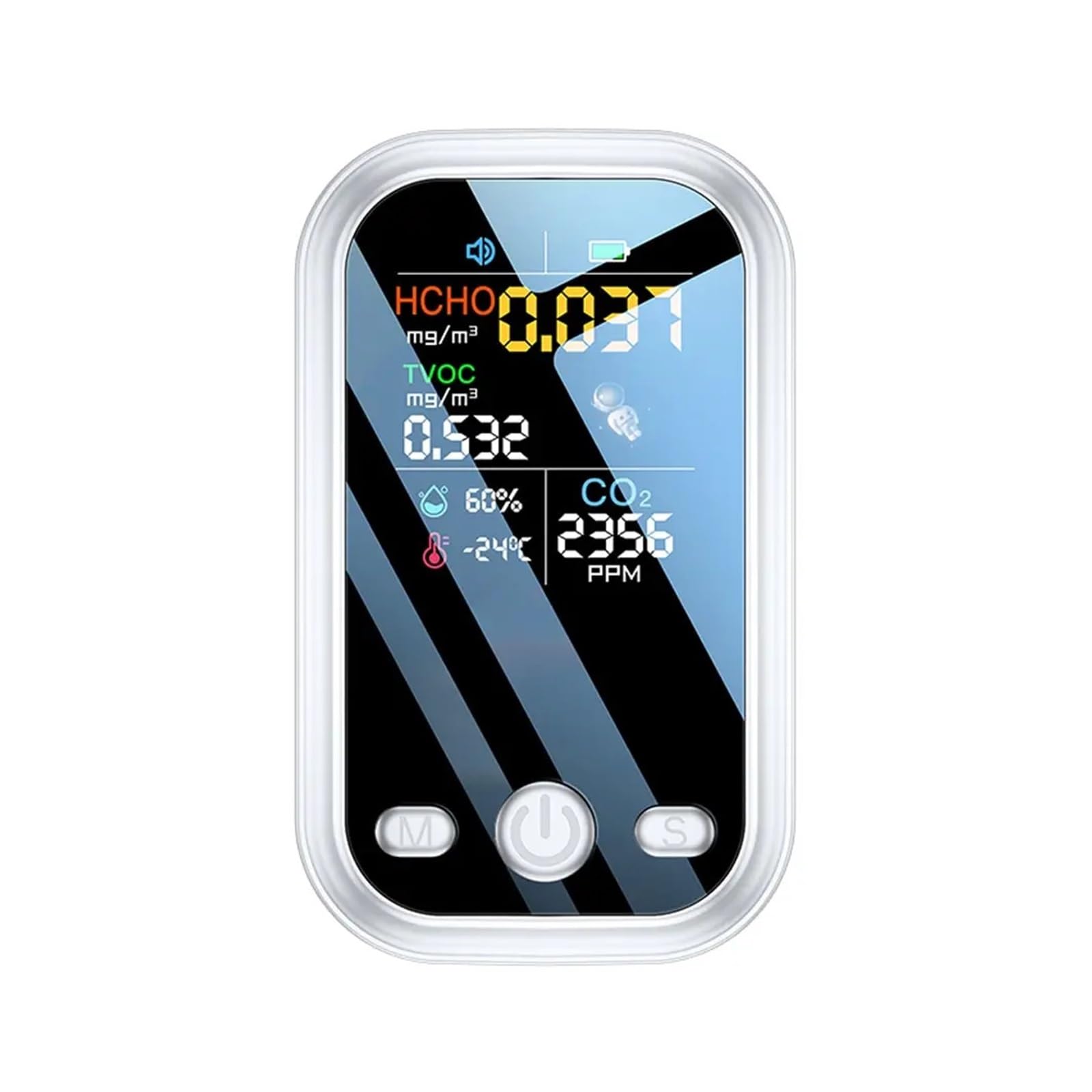 Medidor De CO2 Multifuncional 5 En 1, Probador Digital Temperatura Y Humedad, Sensor TVOC HCHO, Detector, Monitor Calidad del Aire(White)