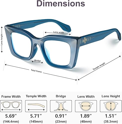 Vista 7 de VISOONE Cat Eye Blue Light Blocking Glasses TR90 Anti-glare Women Calida