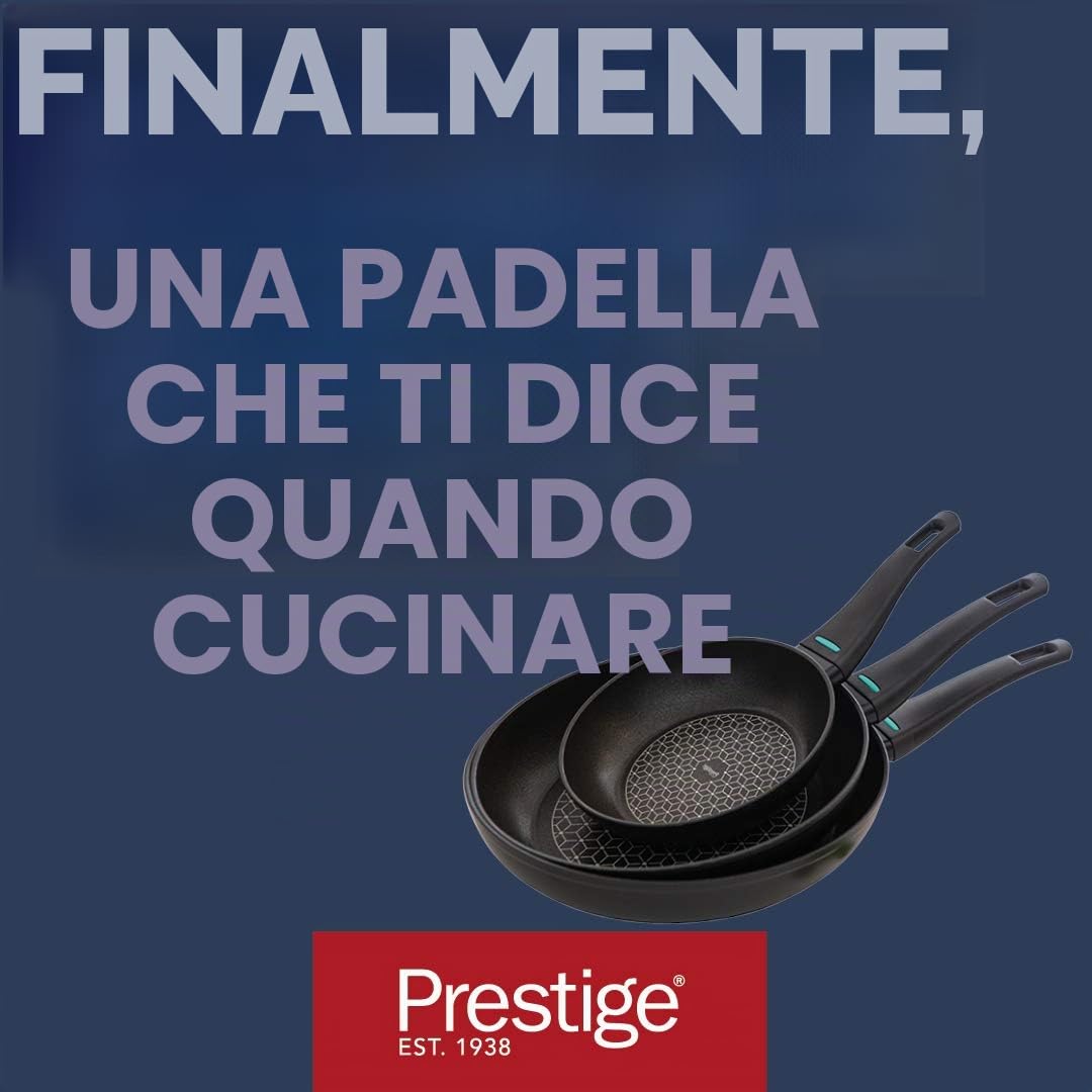 Prestige – Thermo Smart – Set di casseruole antiaderenti con coperchio – 3 pezzi – Piano cottura a induzione, gas ed elettrico – 16, 18 e 20 cm