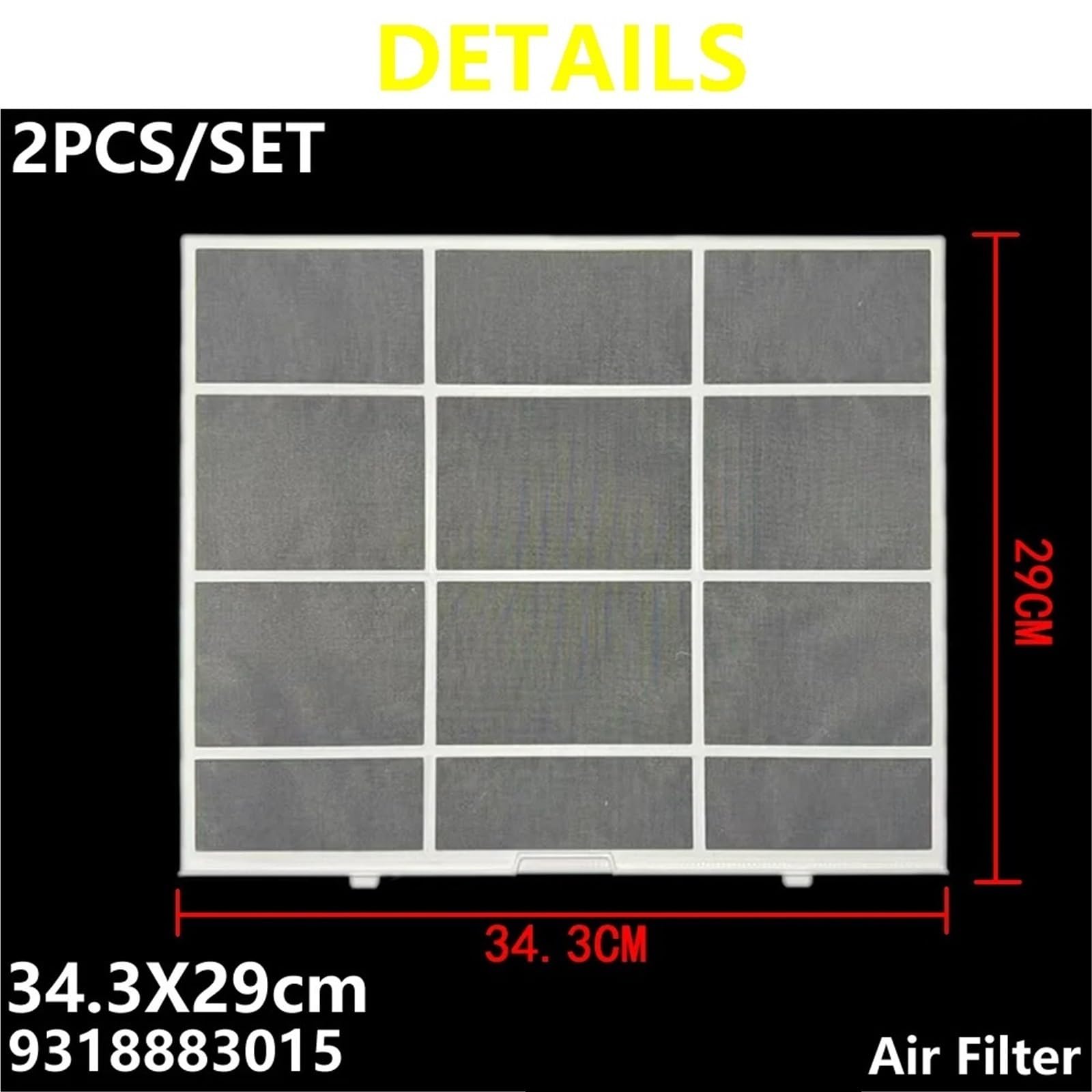 Set filtri condizionatore d'aria compatibile con Fujitsu,9318883015