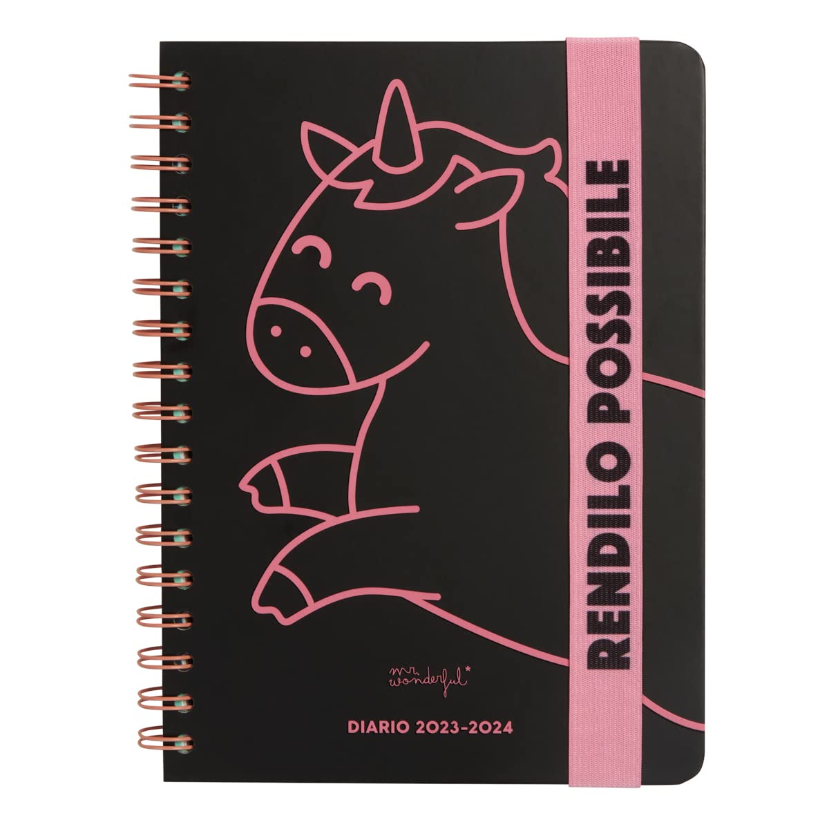 Mr. Wonderful - Agenda escolar Wonder 2023-2024 Semanal Negro - Hazlo posible