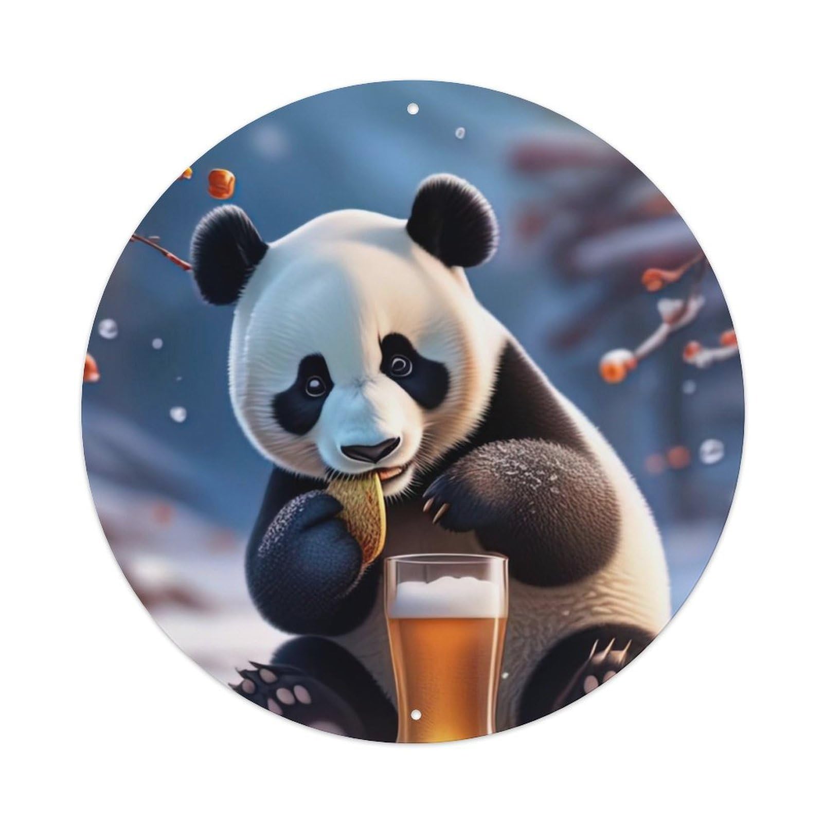 Animal Curious Panda Playing Lift Ups Artwork Metal Tin Sign