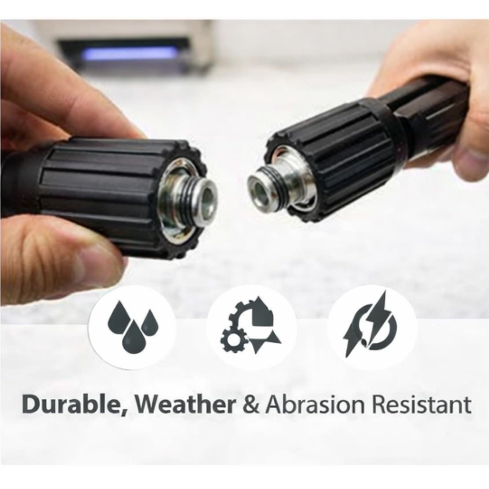 Tubo per Idropulitrice Ad Alta Pressione, Prolunga di Ricambio per Pulizia Irrigazione in PVC Lunga 9 M per Casa, Esterni, Prati, Patio (2 Estremità M22 Inserto 15 MM)