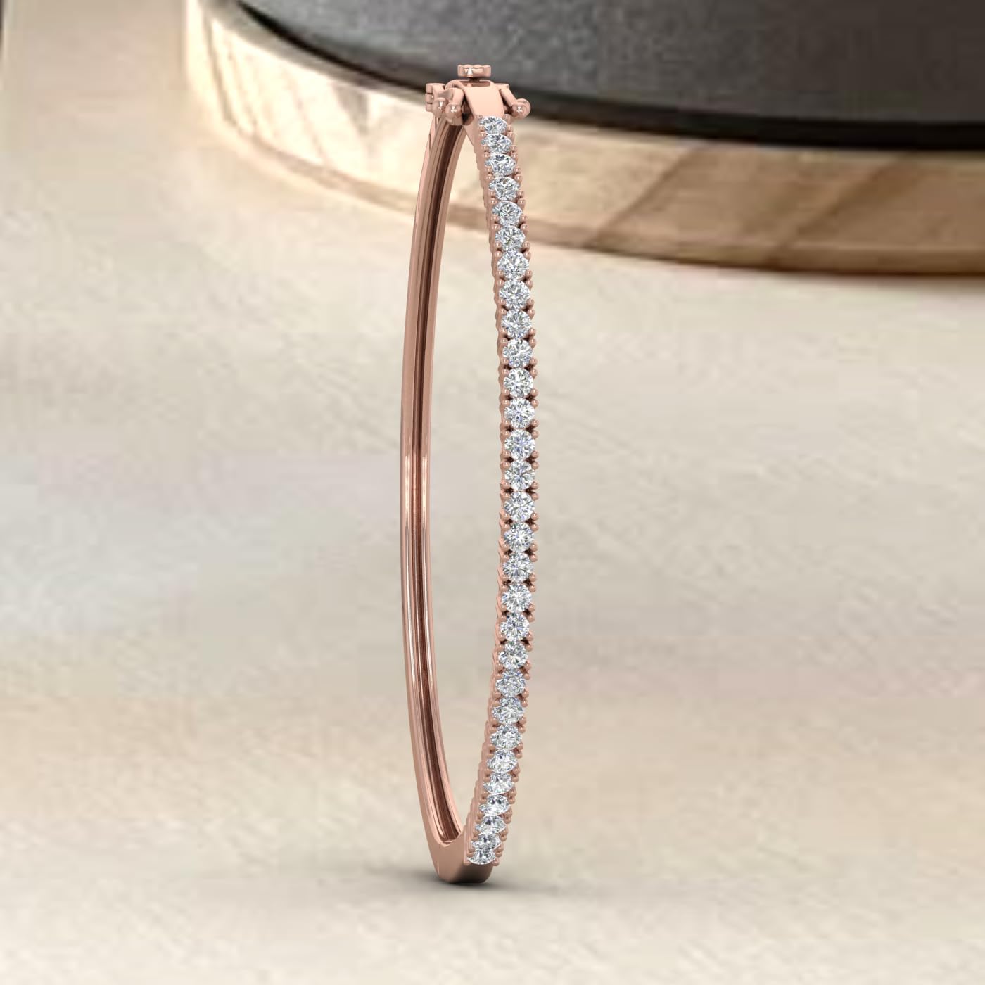 1.50 Carat Round-Cut Natural Diamond Tennis Bangle Bracelet in 10K Gold for Women Featuring 4-Prong-Set Design