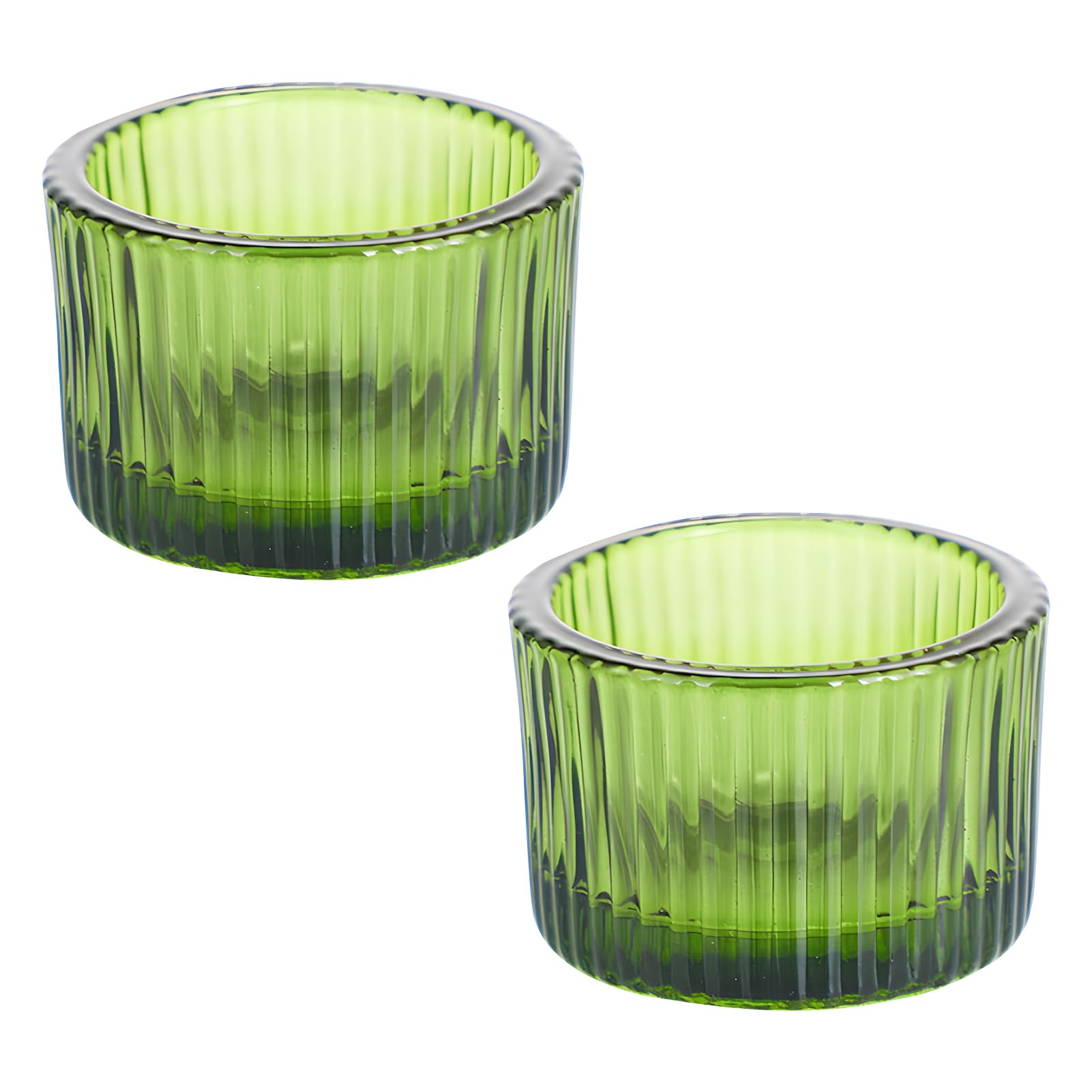 Qwrqwr Glass Tea Light Candle Holders Decorative Votive Set of 2 Green Table Centerpiece for Home Wedding Party Decoration (Green)