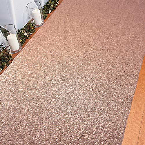 Fun Express - Rose Gold Sequin Aisle Runner 25ft for Wedding - Party Decor - General Decor - Aisle Runners - Wedding - 1 Piece
