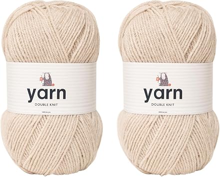 Korbond Yarn - Beige - 2 x 100g Acrylic Wool - Lightweight, Hypoallergenic & Durable Double Knit Crochet Yarn Knitting Wool