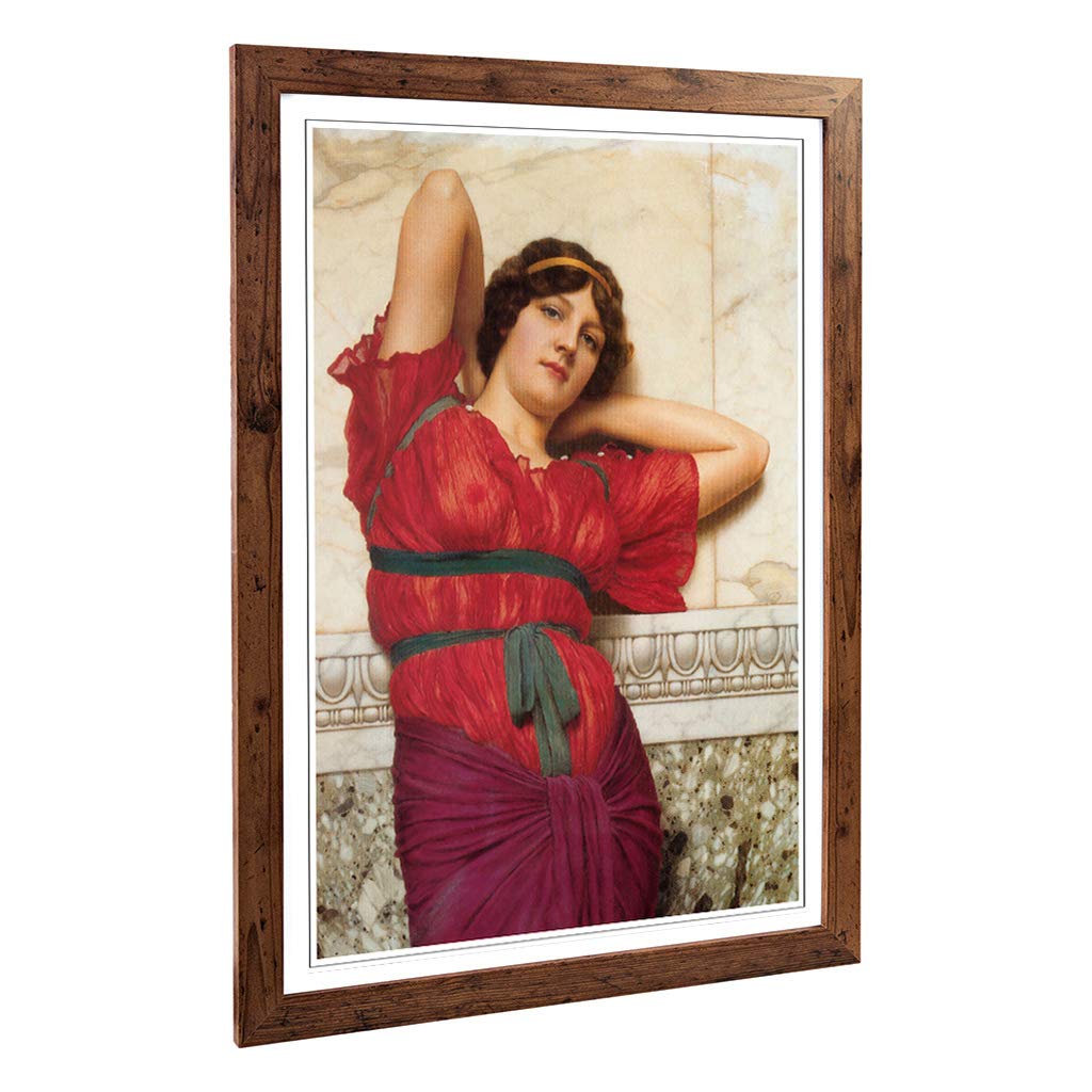 Big Box Art Framed Print of John William Godward Contemplation Design | Wall Art Picture | Home Decor for Kitchen, Living Room, Bedroom, Hallway, Walnut, A2 / 24.5x18 Inch / 62x45cm
