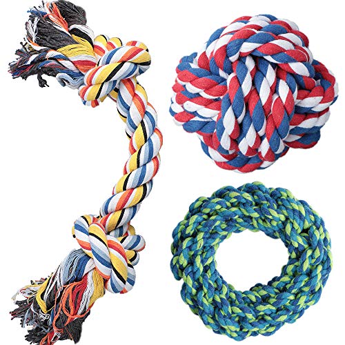 DELOMO Dog Rope Toy, 3 Pack Dog Chew Toys, Dog Toys Set