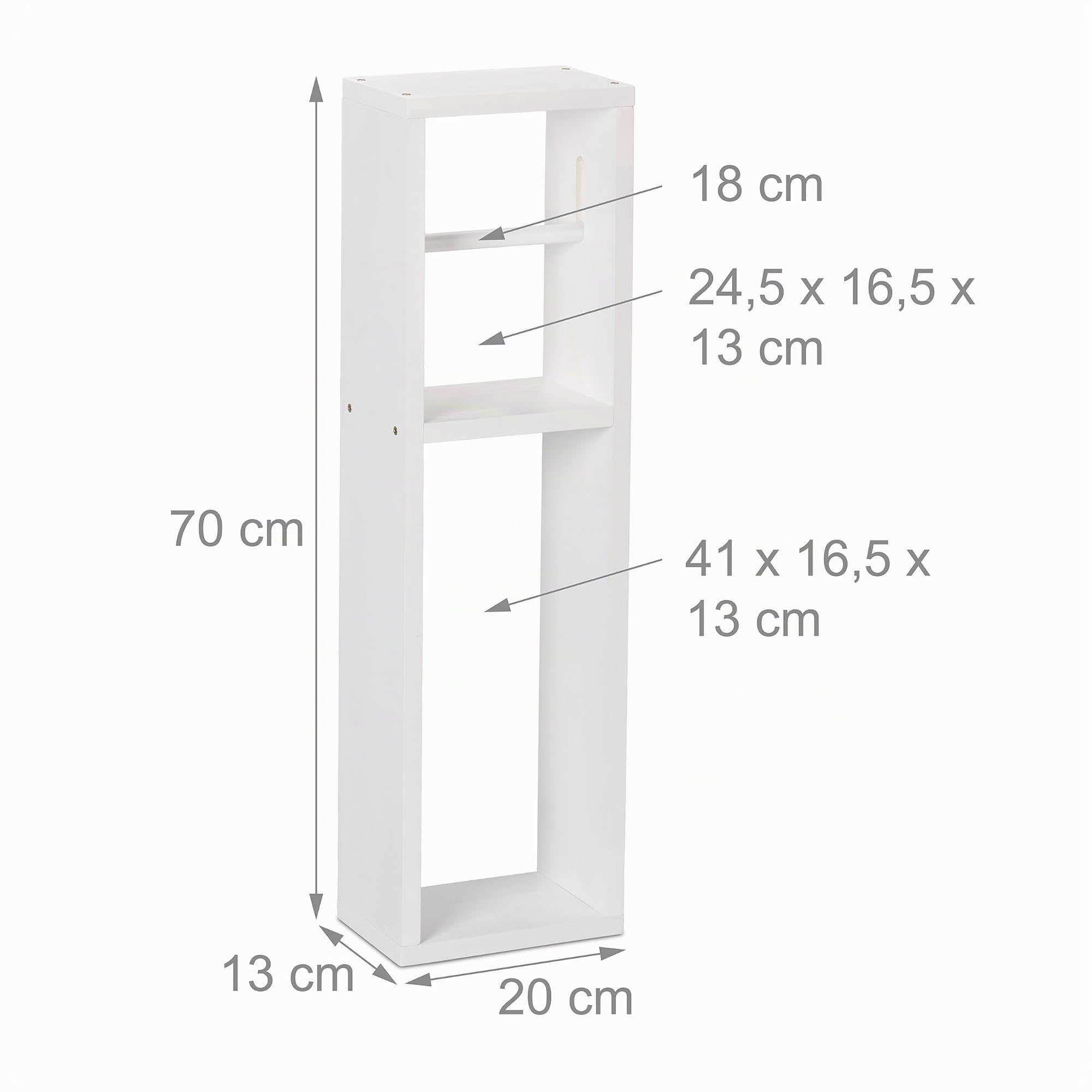 Relaxdays Support pour Votre Papier Toilette, Bois de Noyer, H x L x P : env. 70 x 20 x 13 cm, Blanc