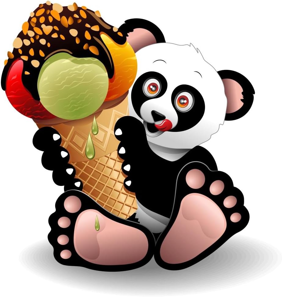 Wallmonkeys Panda Cartoon with Big Wall Decal Peel and Stick Graphic (48 in H x 48 in W) WM54892