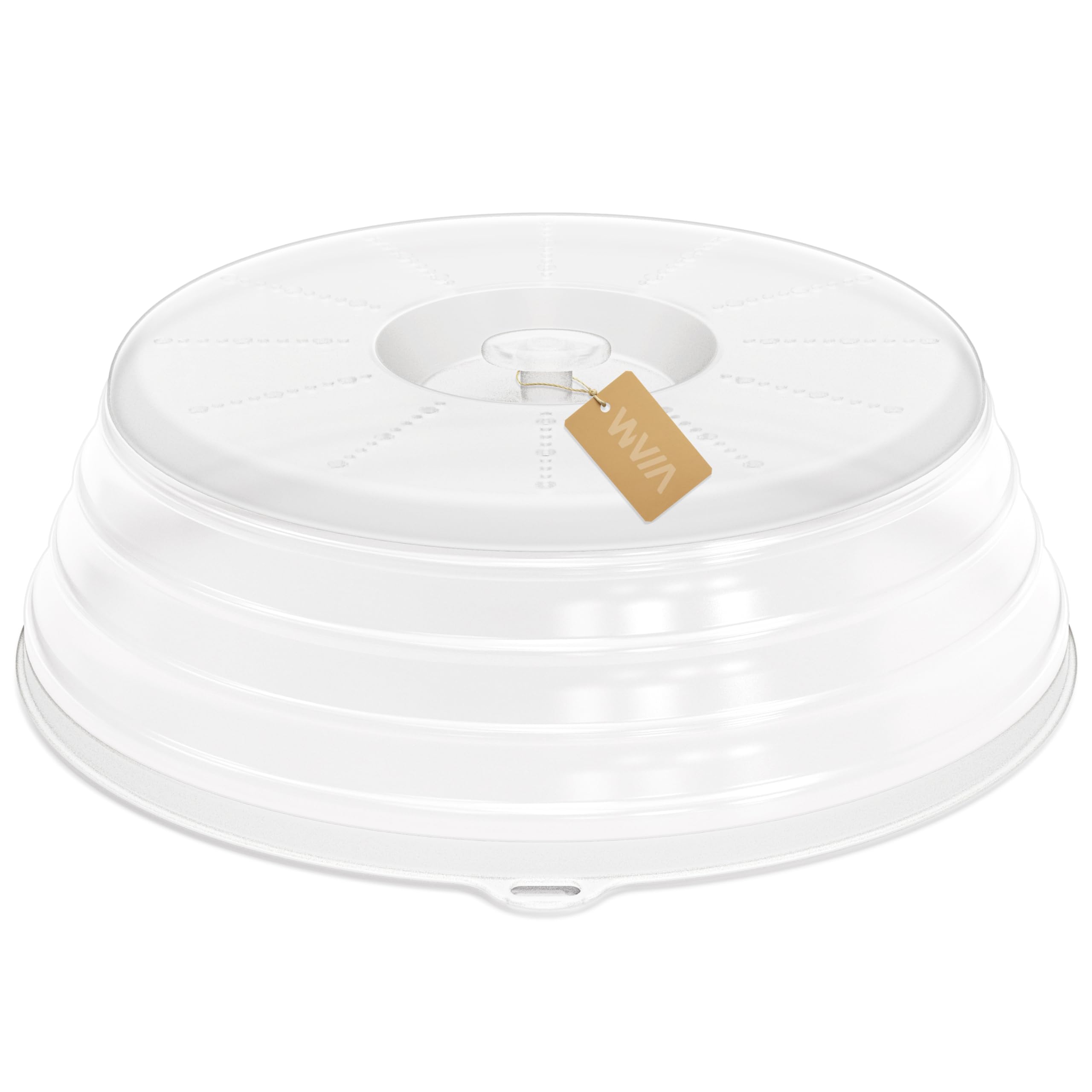WVM Microwave Splatter Cover Vented for Food with Hook Hole, Splatter Guard &amp; Colander Kitchen Gadget for Food, Meal Prep, Clear, M(11"x3.26")-Pack of 1