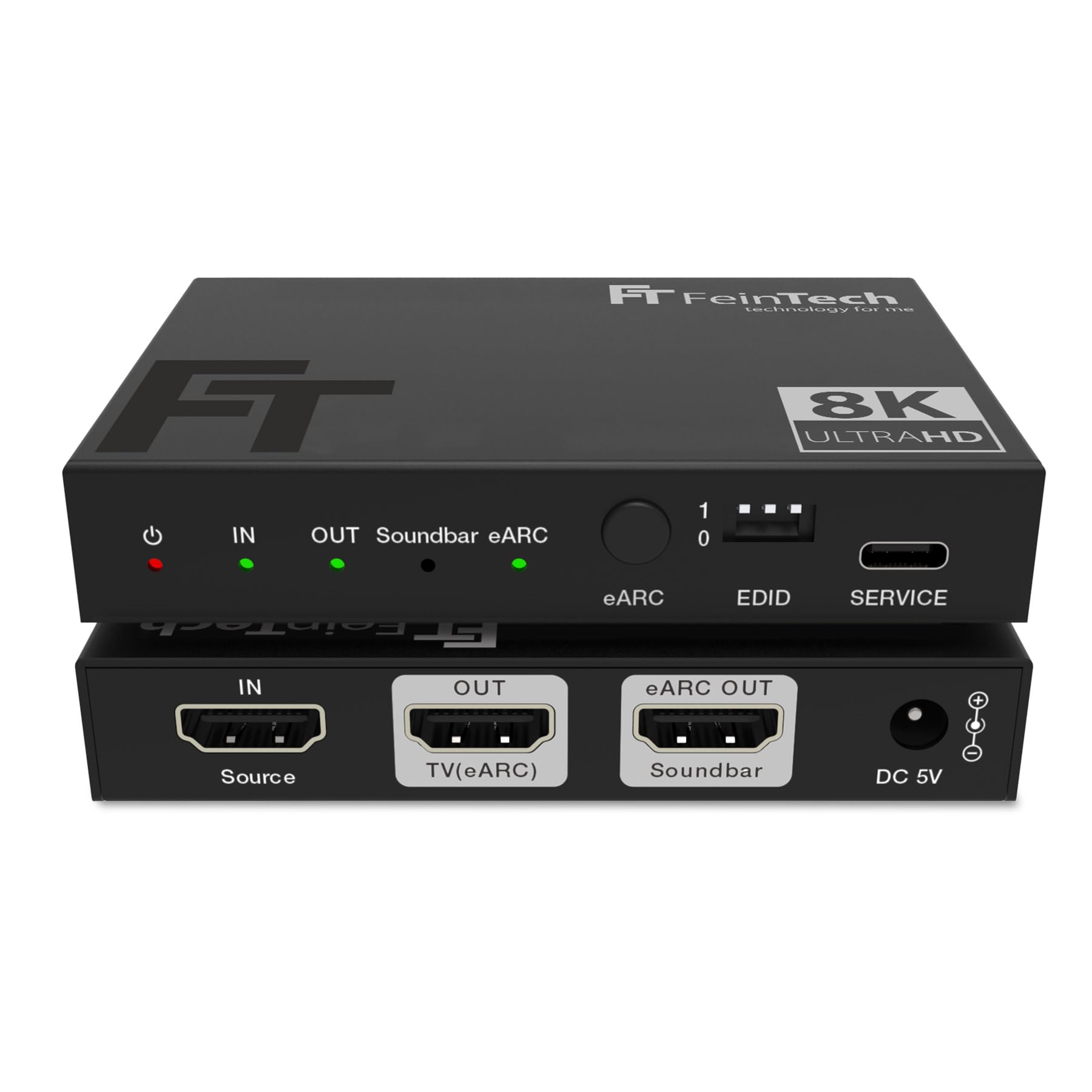 FeinTech AX310 HDMI 2.1 Audio Extractor do soundbar eARC – obsługuje 8K 60 Hz, 4K 120 Hz, VRR, ALLM, Dolby Atmos, DTS, rozdzielacz audio do systemów dźwiękowych z eARC i ARC (1 wejście)
