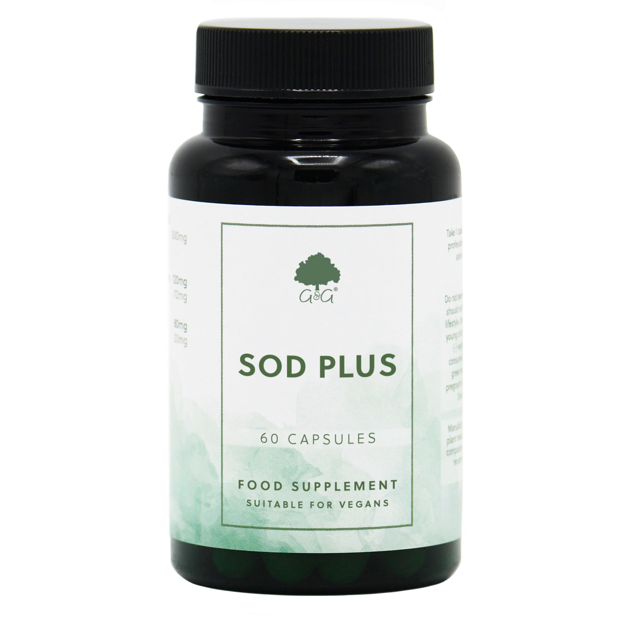 SOD Plus (Superoxide Dismutase) Capsules 275mg - Antioxidant Blend with NAC, L-glutathione, Zinc, Manganese and Copper - 60 Vegan Capsules - Non GMO, Made in The UK by G&G Vitamins