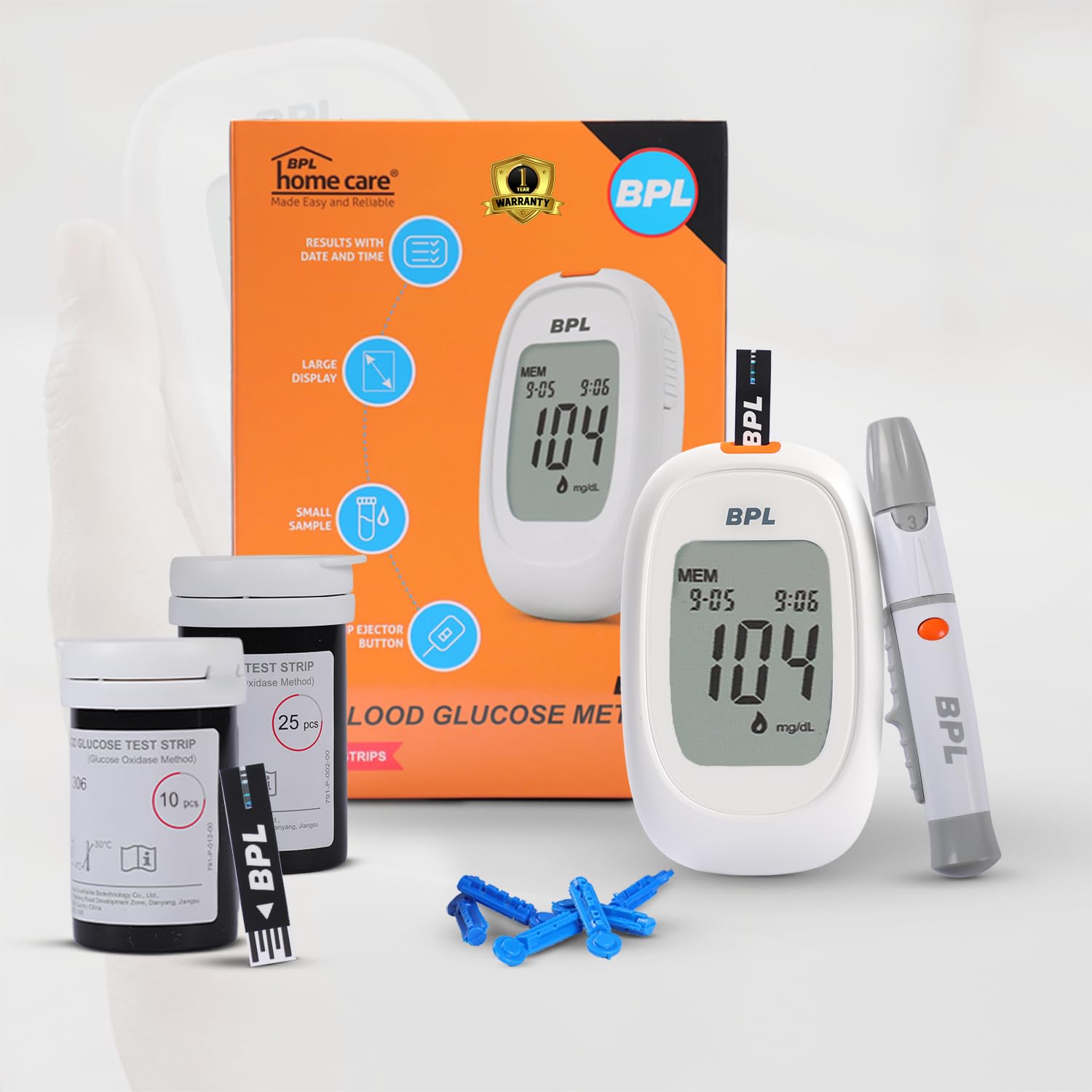 BPL Medical Technologies Glucose Meter Kit for Instant Accurate Blood Sugar Test at Home|Glucometer Machine, 10 Lancets, Lancing Devices & Vial of 35 (10+25) Diabetes Test Strips Combo-image-20
