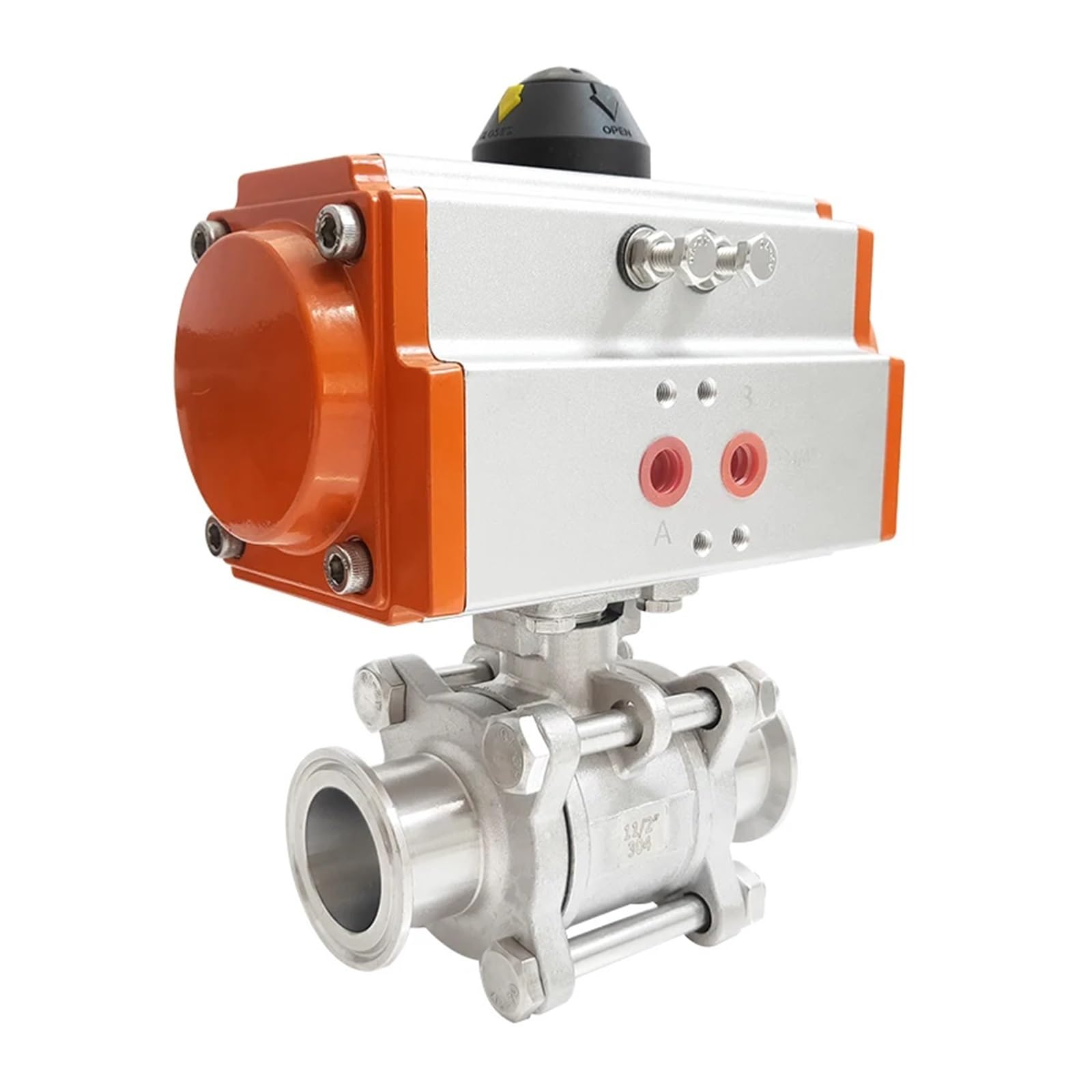 KKHCMZPI DN40 304 Tri Clamp Ferrule Type Ball Valve With Double Acting Cylinder