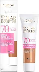 L'Oréal Paris Solar Expertise Efeito Makeup FPS 70, Protetor Solar Facial com Cor e Alta Cobertura de Base por 12H, Previne Rugas e Manchas, Cor 4.0, 40g