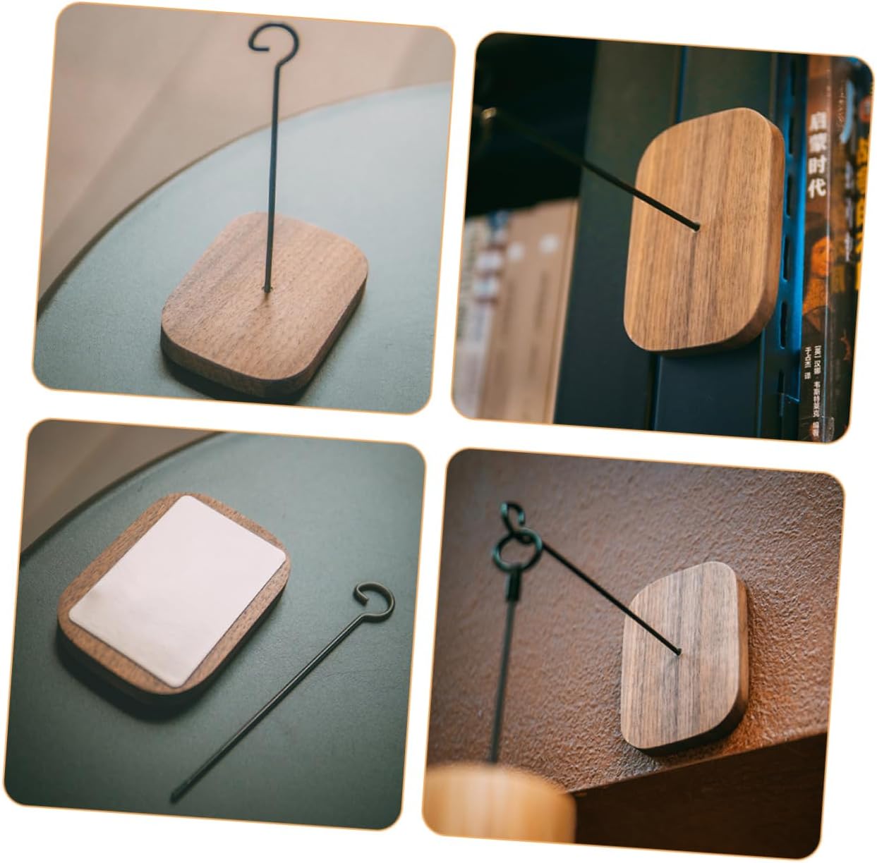 Happyyami No-Drill Wind Chime Hanger Strong Adhesive Walnut Wood Decorative Hooks for Hanging Plants Lanterns and Garden Decor for Outdoor and Indoor Use