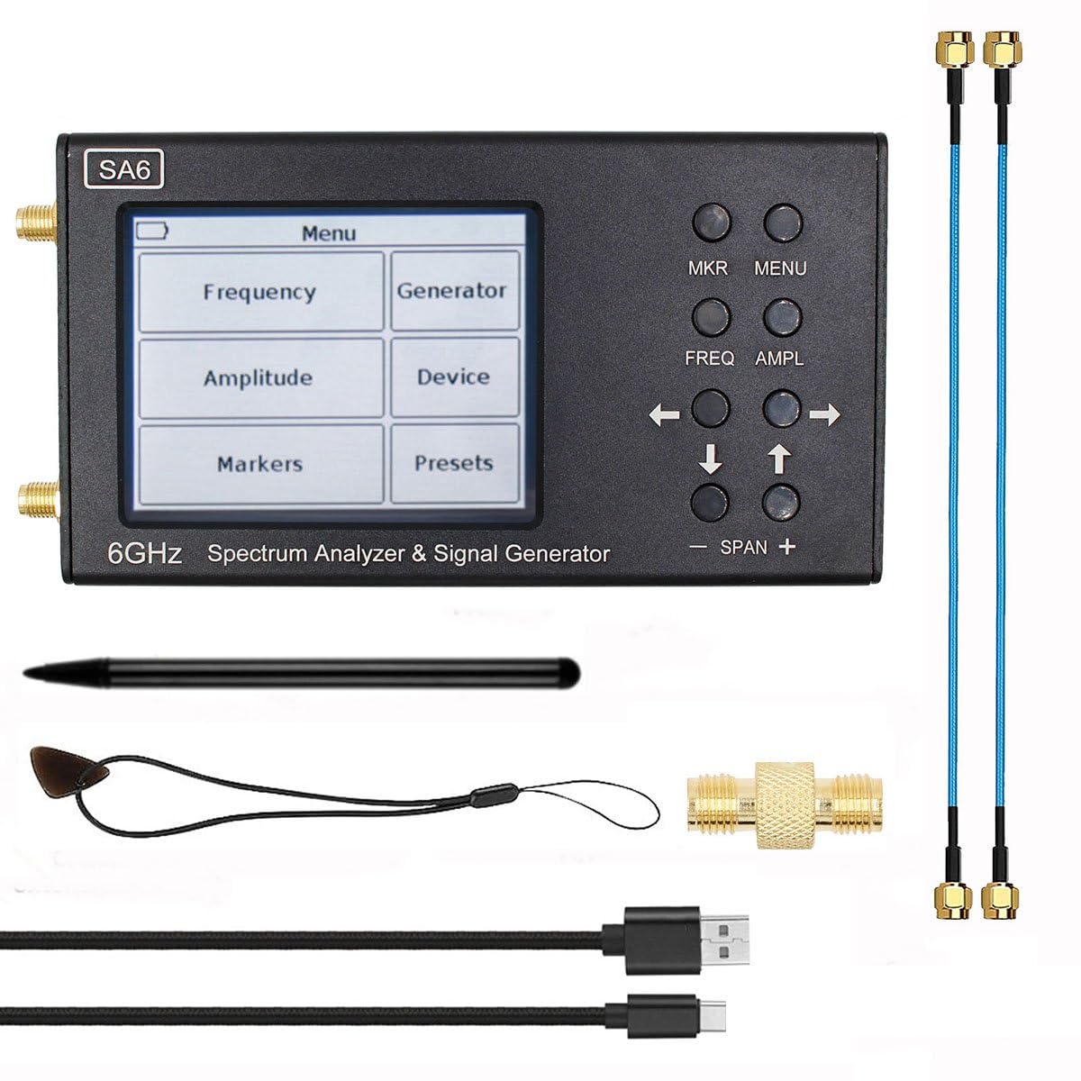 Analyseur de spectre portable 6 GHz SA6 générateur de signal, écran tactile de 3,2", WiFi 2G 4G LTE CDMA GSM 35-6200 MHz RF entrée