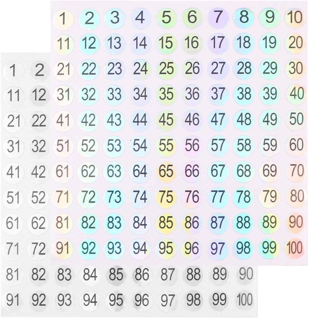 Tiardey 20 Sheets 1 to 200 Consecutive Laser Number Stickers 0.4 Inch Small Self-Adhesive Number Labels for Home School Office Decoration 3