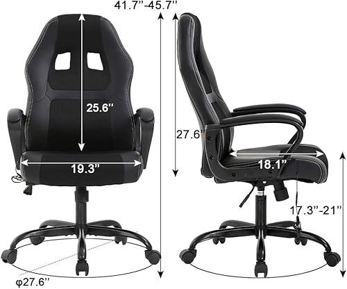 Miniatura 2 de Silla de oficina ergonómica para juegos, respaldo alto, silla de escritorio para computadora con soporte lumbar, silla ajustable de piel sintética