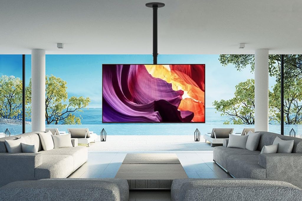 Techly 102345 Staffa telescopica per Installazione TV LED/LCD a soffitto Nero