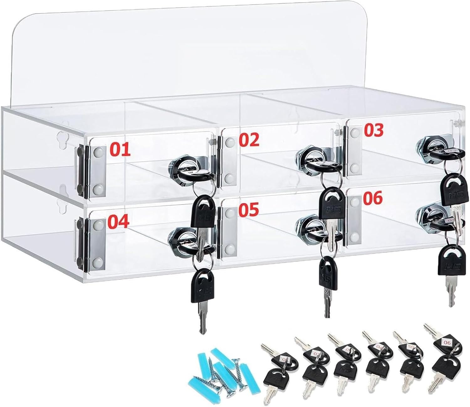 Acrylic Cell Phone Locker, Wall-Mounted Cell Phone Storage Cabinet with Door Locks & Keys Cell Phone Organizer for School,One Color-25Slots