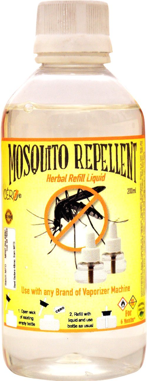 Cero New Herbal Mosquito Repellent DEET Free Refill Liquid for All Brands of Vaporizer Machines (200ml)