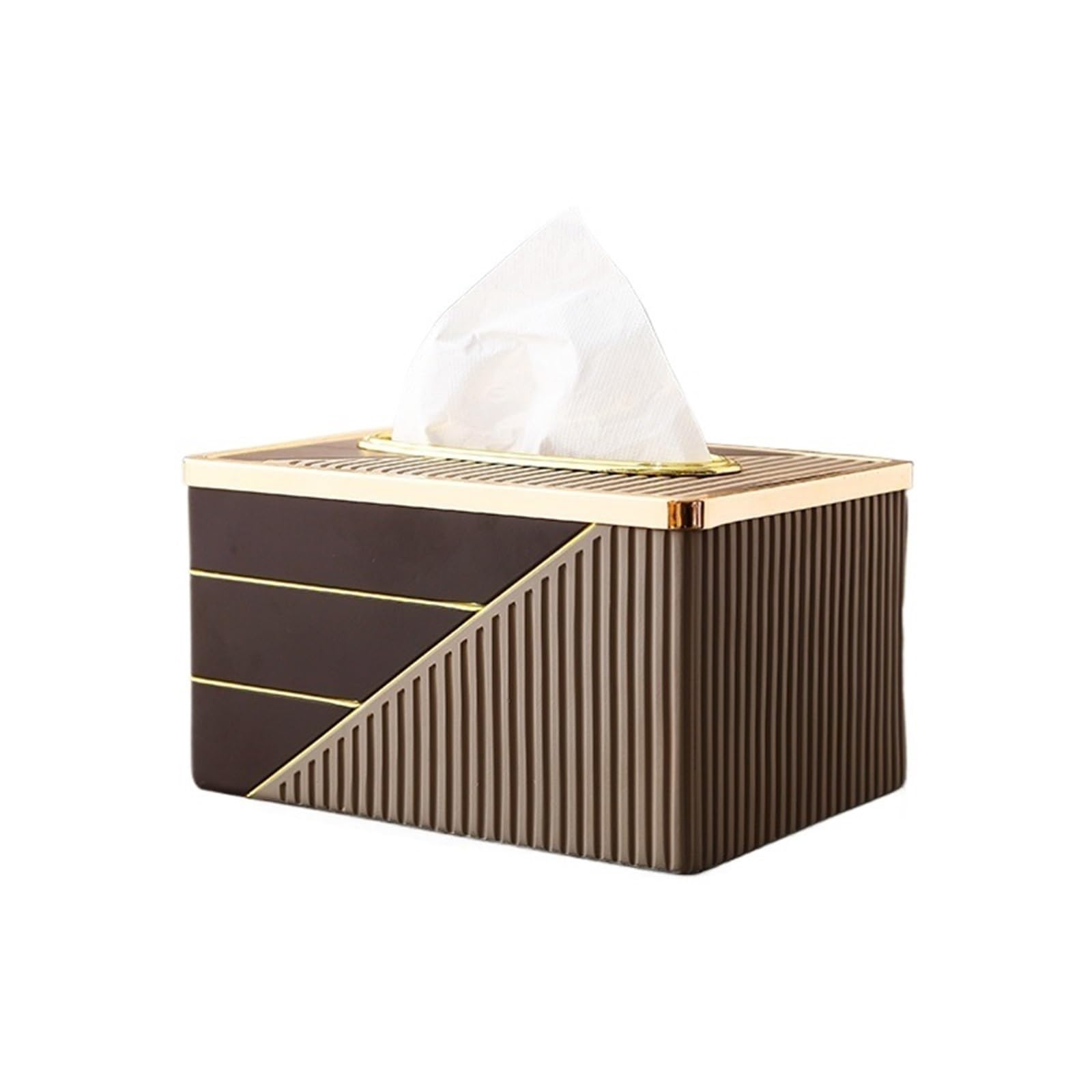 Tissue Case Modern Resin Alloy Tissue Box Cover Household Dining Table Napkin Facial Dispenser Tissue Dispenser(Bruin)