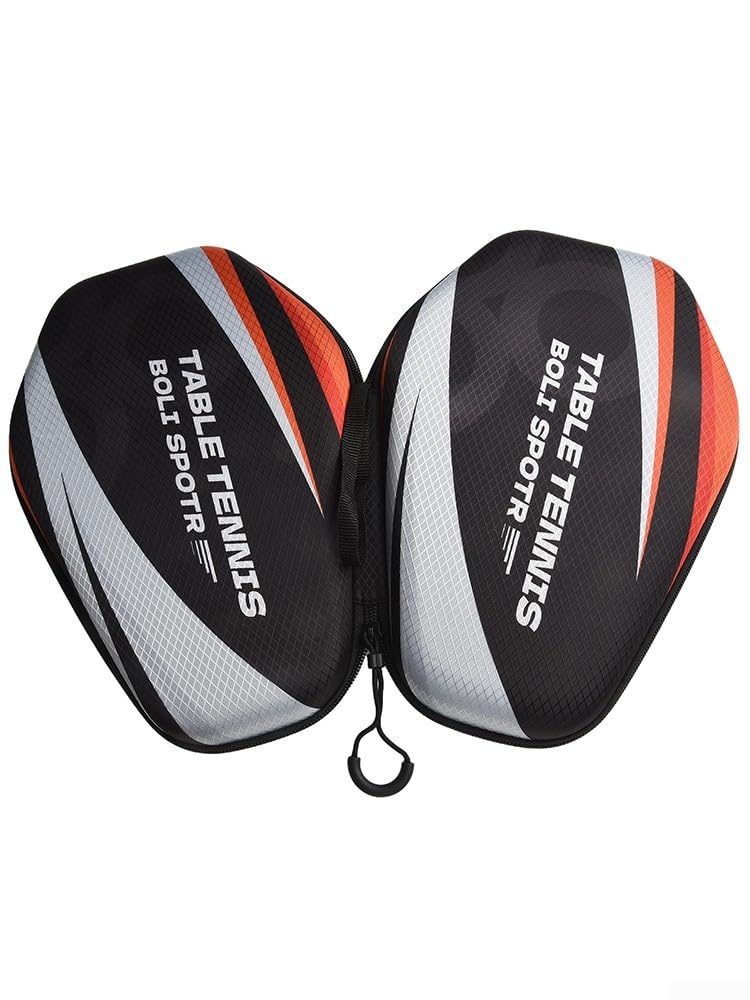 1 PZ Borsa per racchette da ping pong EVA Custodia rigida impermeabile con fascia elastica cinghia da polso per 2 pagaie e palline nero