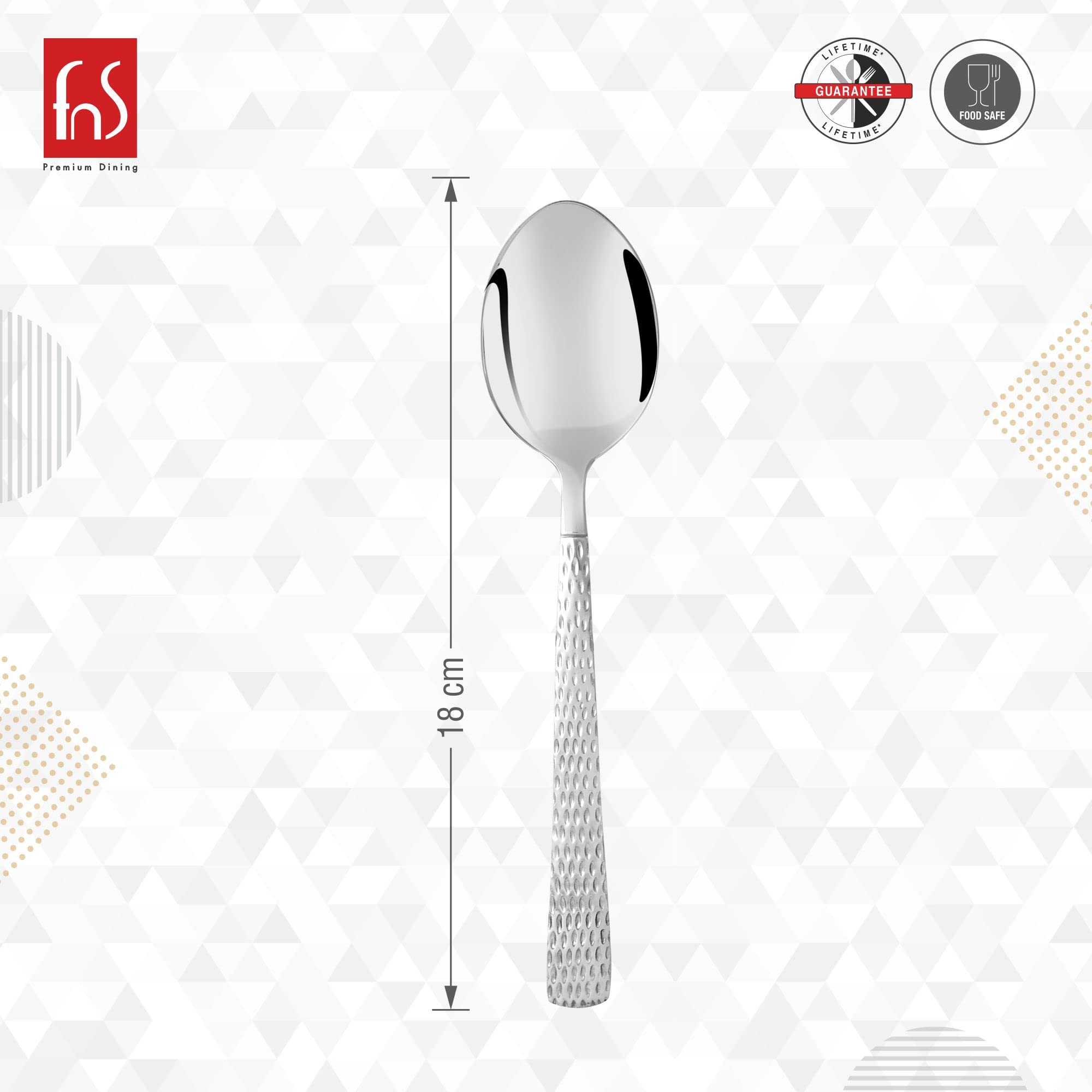 FnS Madrid 6 Pieces Stainless Steel Dinner Spoon Set with Hammer Finish Handle | Premium Table Spoons for Home, Kitchen & Dining | Luxury Flatware Cutlery 1