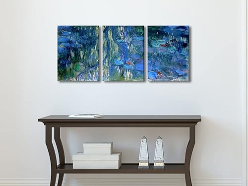 Miniatura 5 de Wieco Art Claude Monet - Lienzo impreso con lirios de agua, reflejos de sauce llorando por Claude Monet, pinturas al óleo, ilustraciones sobre
