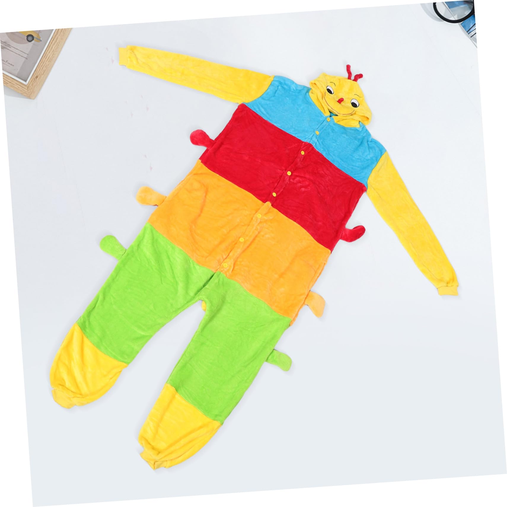 Healeved Flanell Caterpillar Onesie Schlafanzug für Damen und Cartoon gemütlicher Einteiler mit Kapuze Weiche Warme Winter Loungewear Bequemes Einfaches An Ausziehen Bunter Tier-Schlafanzug