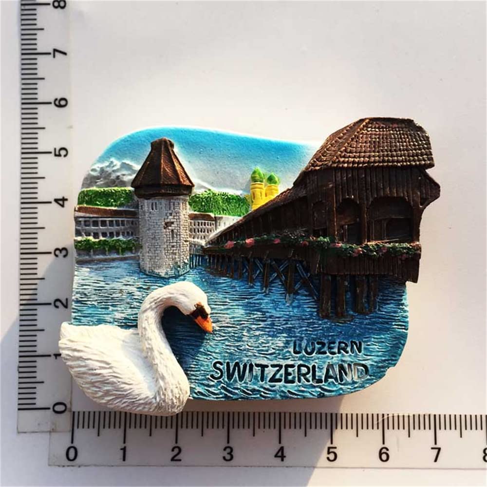Magnete Frigorifero 3D - Chapel Bridge Lucerna Svizzera - Souvenir Da Viaggio 7x5,5 Cm