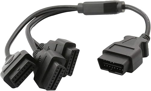 Cable divisor OBD2 de 1.6 pies19.7 in, Cable de extensión OBD-II de 3 vías, Divisor OBD completo de 16 pines 1 a 3 hembra Y Cable Adaptador de cable