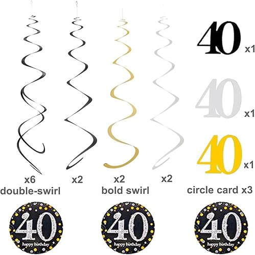 Miniatura 3 de Decoraciones de cumpleaños número 21, 30, 50 y 80 años, remolinos colgantes para hombres y mujeres (18)