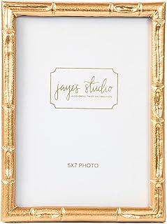Jaye's Studio 5 x 7 Photo Frame Gold Bamboo, Metal Frames Unique Easel S...