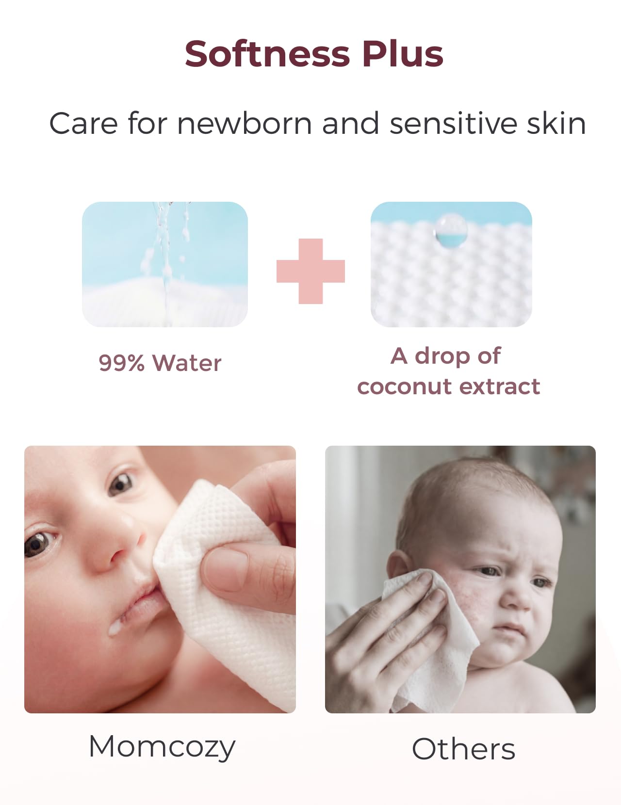 Momcozy Salviette per neonati - Design extra large 99% a base d'acqua, non profumate e ipoallergeniche, salviette detergenti e idratanti per neonati per pelli sensibili, 12 confezioni con patta (720)