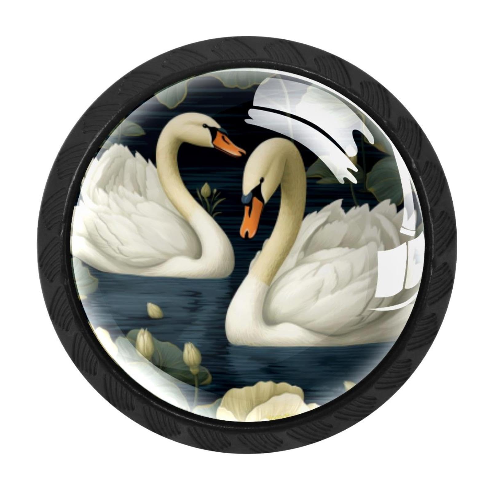 CHENZZZZ 4 Pack Cabinet Handles Black Swan Cabinet Knobs Draw