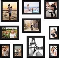 Moldura para fotos com vidro, kit com 10 peças preto