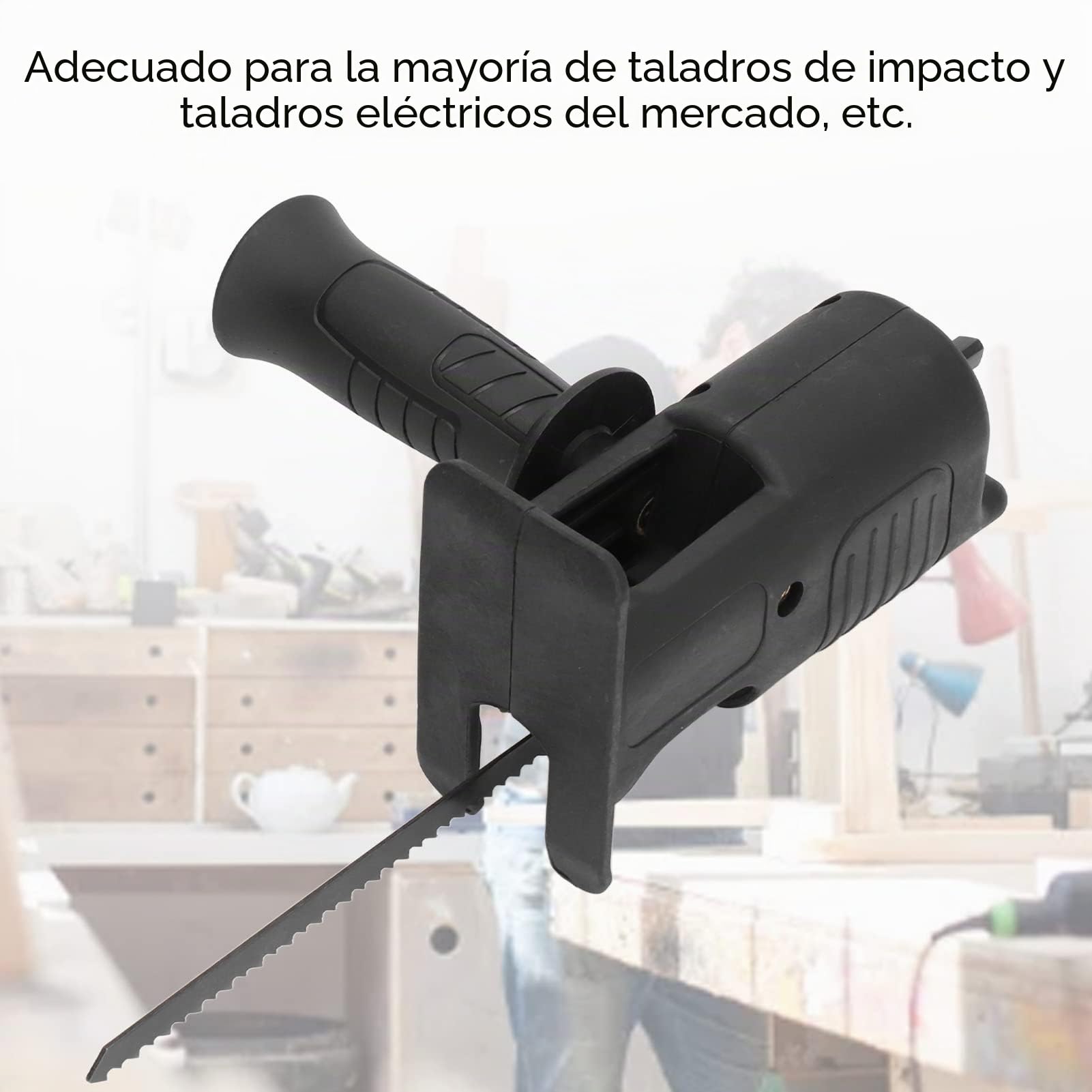 Kit de Accesorios de Sierra Recíproca Adaptador de Sierra Recíproca para Taladro Inalámbrico con Cuchillas para Sierras Caladoras para Corte de Madera Y Metal